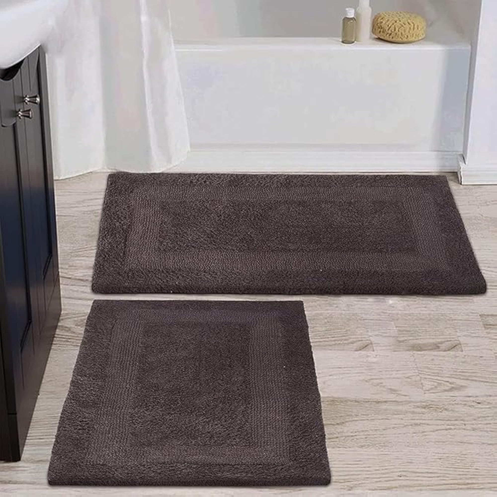 100% Cotton Bath Rug Reversible, Super Soft, Absorbent, Non-Slip