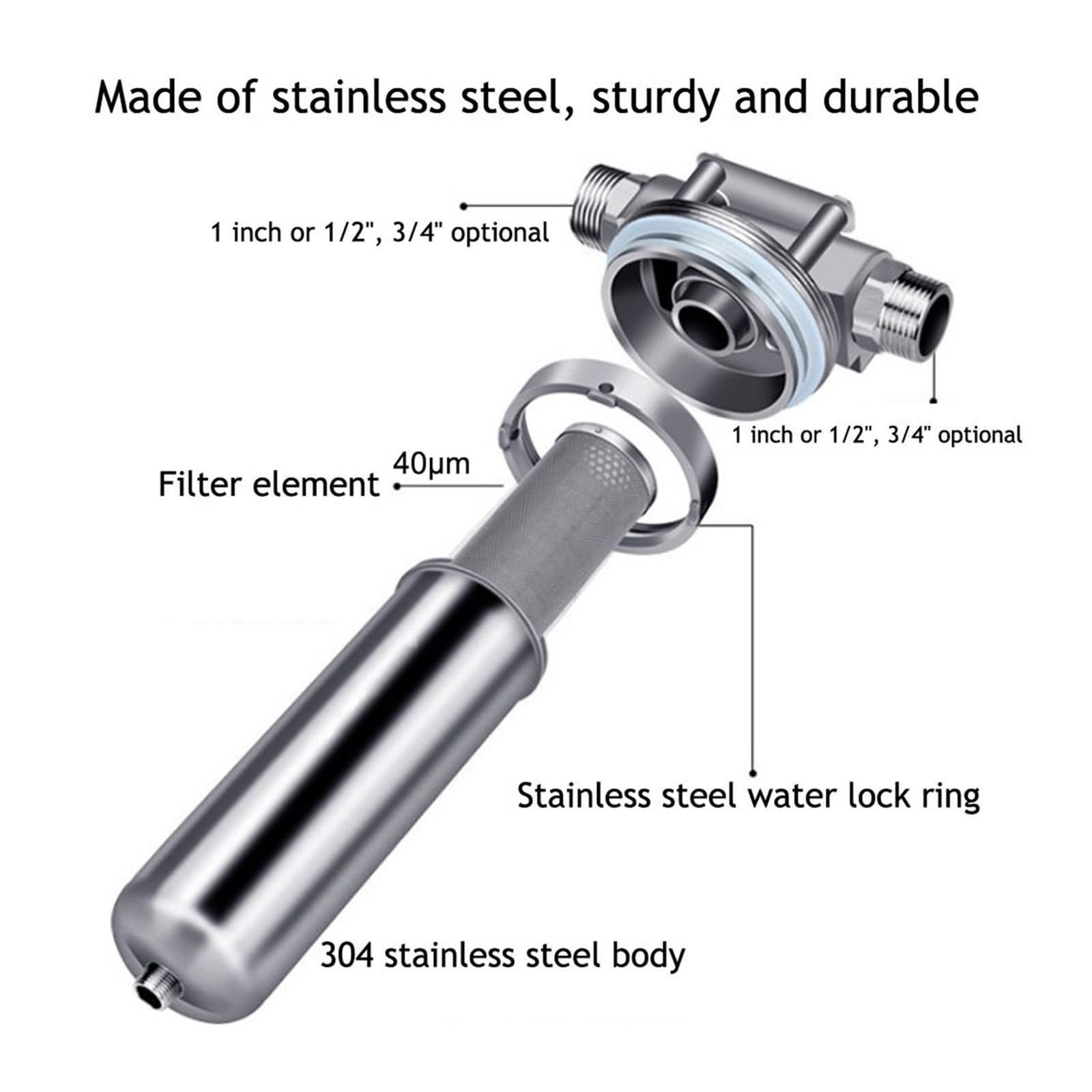 8000L / H filtr wody błoto ochrona przed rdzą, wystarczająca woda domowa 40 ΜM cały system filtrowania wody w domu(0.75inch loose joint)