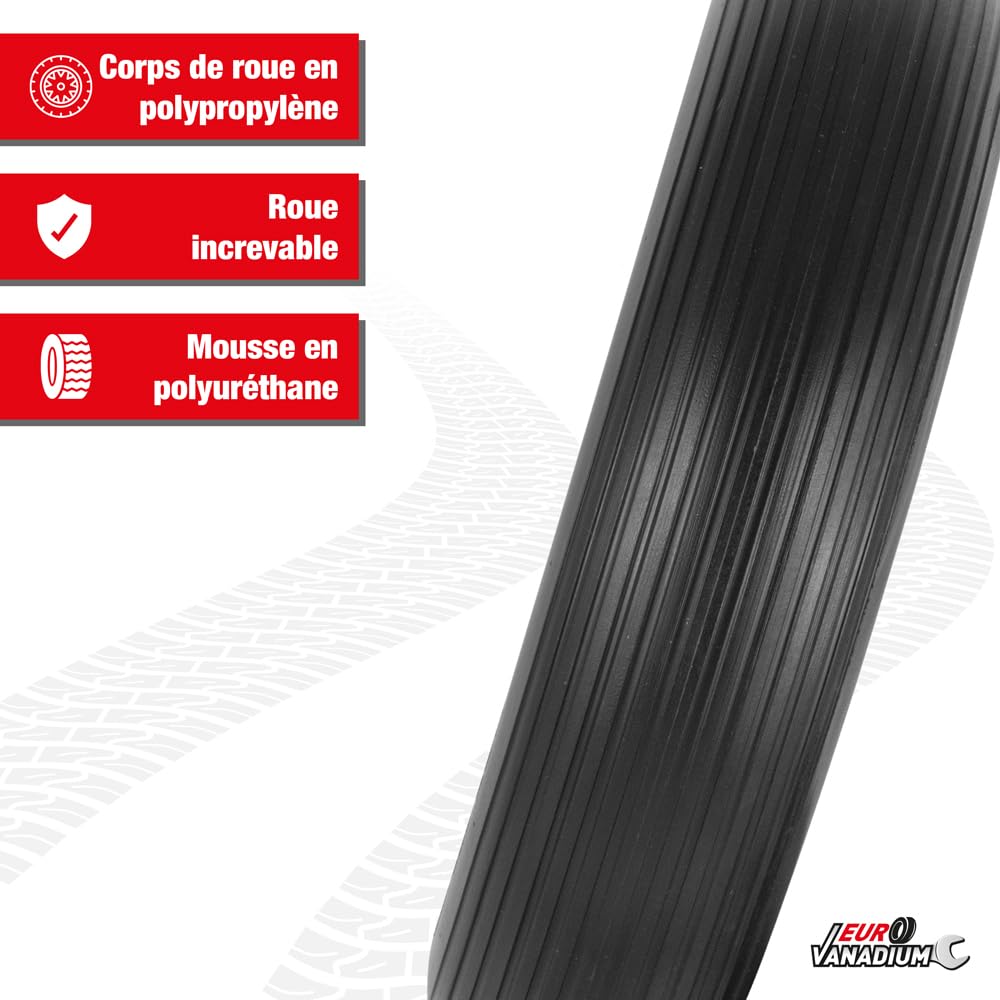 Roue increvable 400mm alésage 20mm pour brouette, chariot...