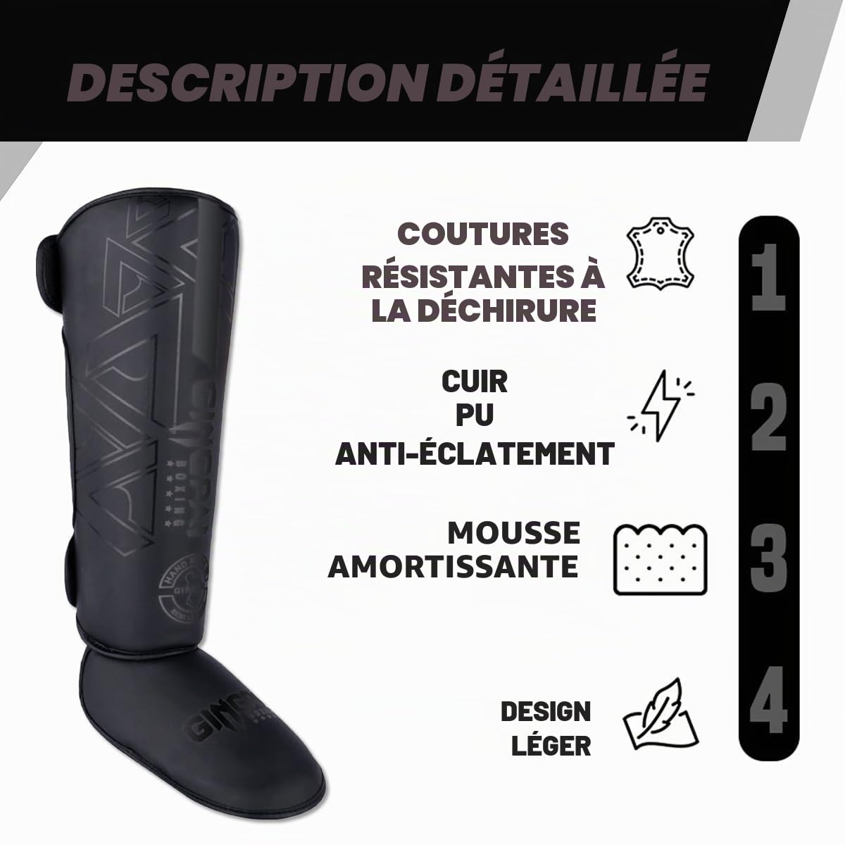 Protege Tibia Boxe,Protège Tibia Boxe,Protege Tibia Boxe Thai avec Doublure Absorbant Les Chocs pour Protéger Vos Mollets et Vos Pieds,Protege Tibia MMA pour Boxe,Muay Thai,Karaté