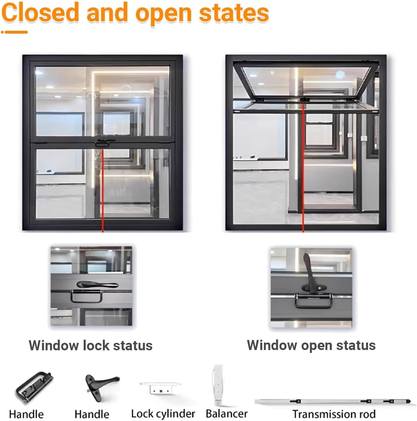 Kitchen Folding Window with Tempered Glass & Handle,Customizable Aluminum Mobile Home Windows,Folding Sliding Concession Window for Coffee Shop