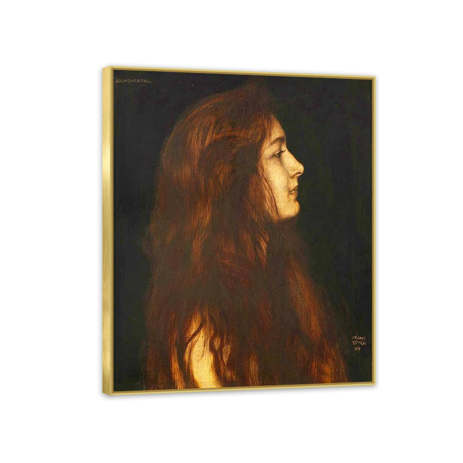 Hau3sh3a Frame Franz Von Stuck Wall Art Print Centaur Und Nymphe Famous Giclees Franz Stuck Picture Artwork Wall Decor For Living Room Bathroom Office 90X70cm(36X28in) Gold