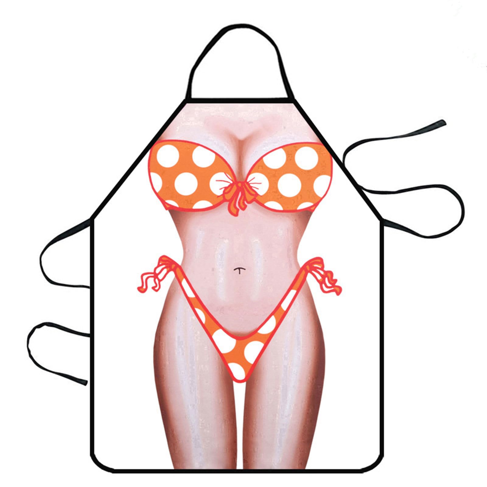 Delantal de cocina divertido y novedoso, delantal de cocina sexy, para cocinar, barbacoa, fiesta, chefs adultos, delantal para hombres y mujeres, regalo divertido (bikini naranja para mujer)