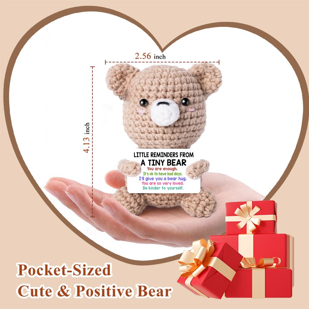 Emotional Support Crochet Bear Handmade Crochet Bears Get A Hug Bear Gifts for Women Friends Coworker