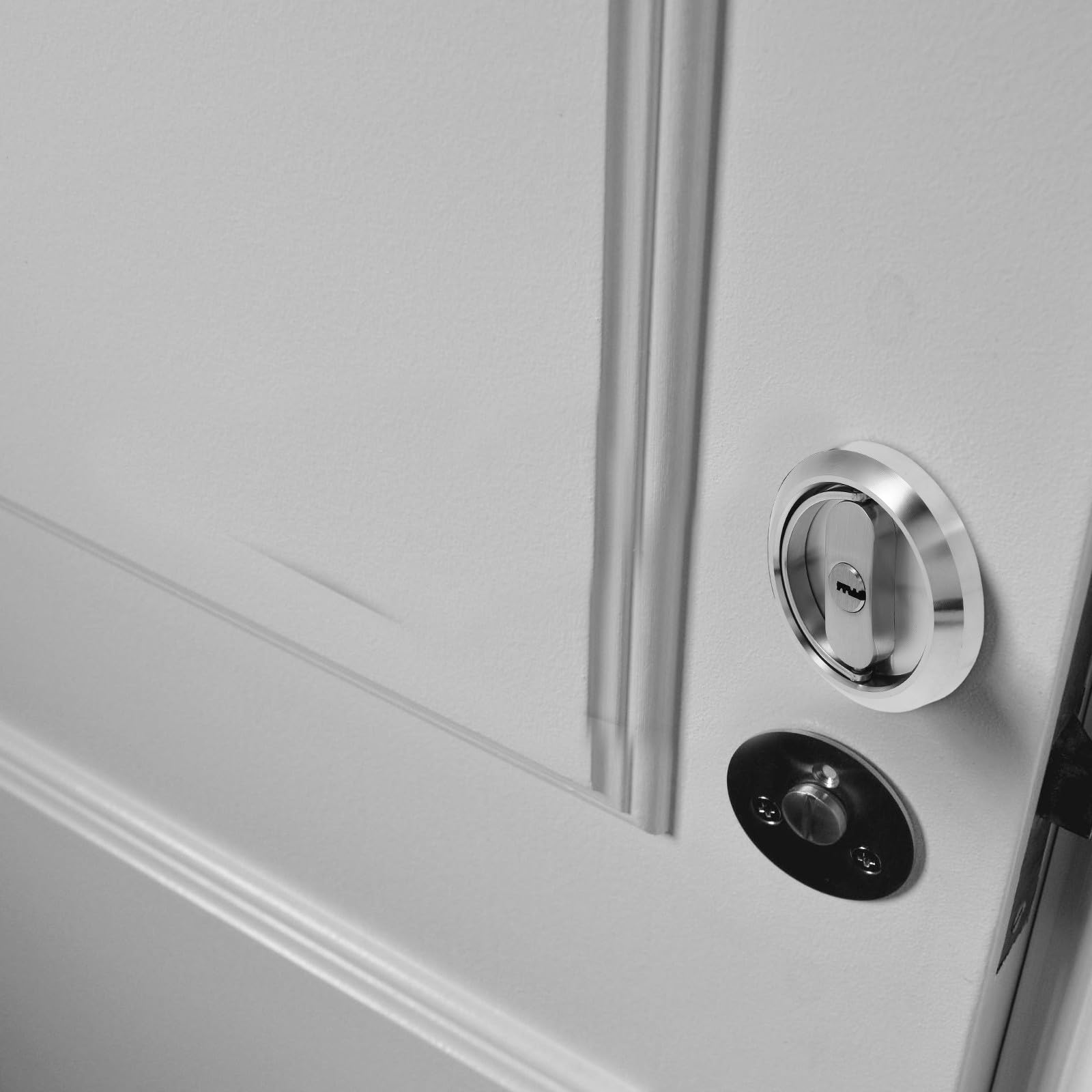 GALPADA Serrure Encastrée Ronde en Acier Inoxydable 304, Poignée de Porte Invisible Mécanisme de Verrouillage, pour Chambre et Salle de Bain