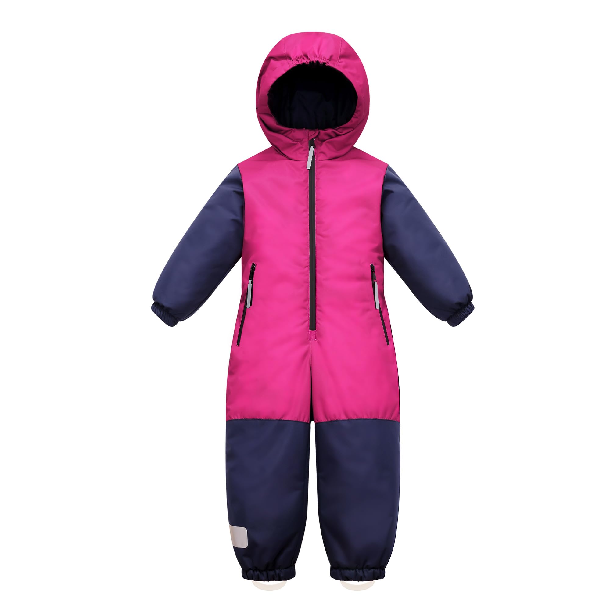 Owntop Schneeanzug Kinder Unisex, Schneeoverall Mädchen Jungen, Winddicht Wasserdicht Skianzug mit Kapuze Reißverschluss (Rosa,104)