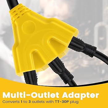 30 Amp to 20Amp 110V Adapter - 1.5FT RV Distribution Plug NEMA TT