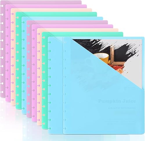 Miniatura 1 de Paquete de 5 divisores de disco tamaño carta, planificador de disco de 9.3 x 11 pulgadas, divisores de cuaderno con bolsillos, 11 discos