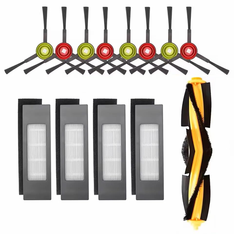 Zubehör für Ecovacs Deebot N8 N8 Pro N8 Pro+ T8 T8+ T8 AIVI T8 Max T9 T9+ Saugroboter 1 Hauptbürste 4 Filter 8 Seitenbürsten(13 Stück)