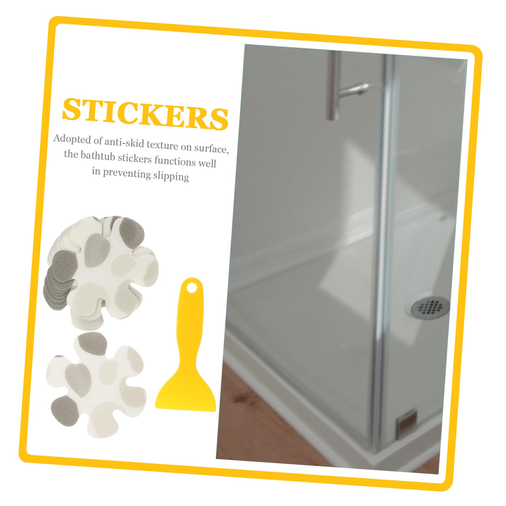 IWOWHERO 1Set Flower Shape Non Slip Bathroom Stickers Decorative Skid Stickers for Bathtub and Shower Easy DIY Installation and Material Pebble