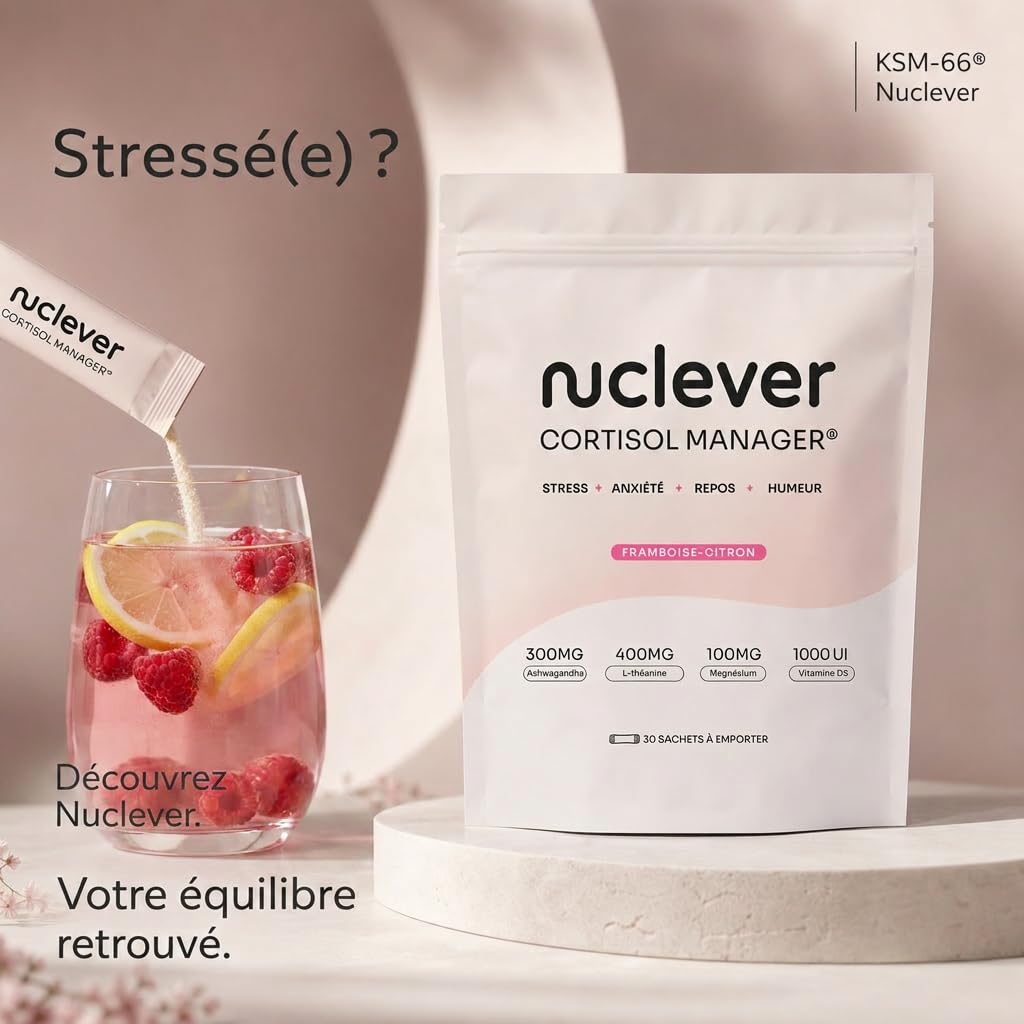 Cortisol Manager – Ashwagandha KSM-66 – Complément Alimentaire Magnésium & Vitamines – Programme 30 Jours – 30 Sticks
