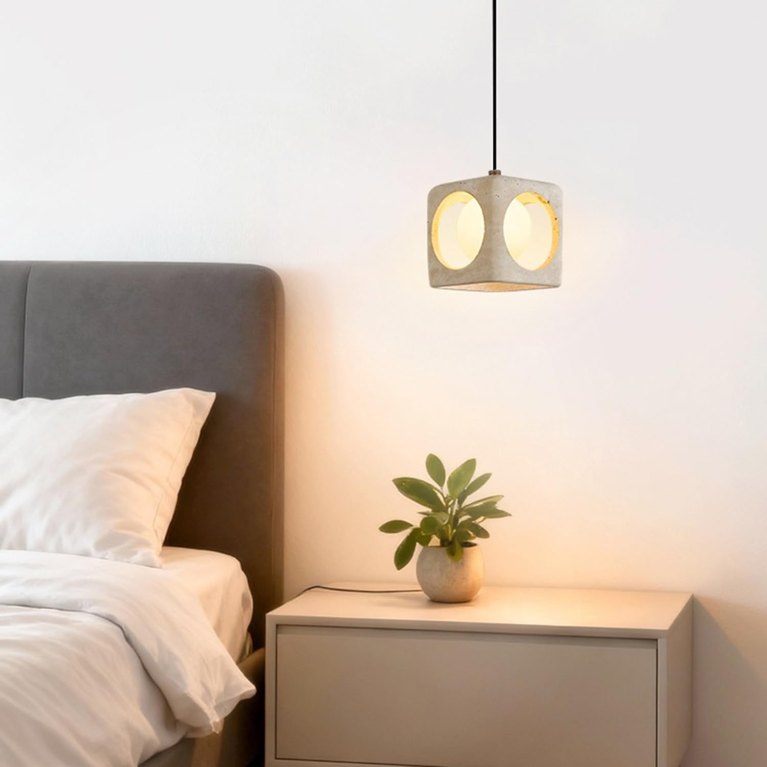 Lampa Wisząca Z Kwadratowym Prętem Z Trawertynu Hollow