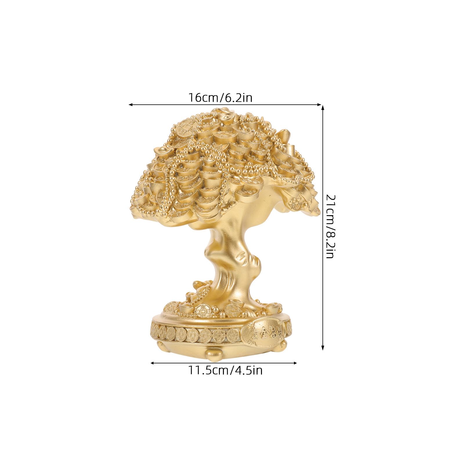 VANZACK Dekorative Feng Shui Geldbaum Statue aus Kunstharz, goldenes Baumornament für Tisch und Schrank, geeignet für Familie und Freunde als Symbol für Reichtum und Glück
