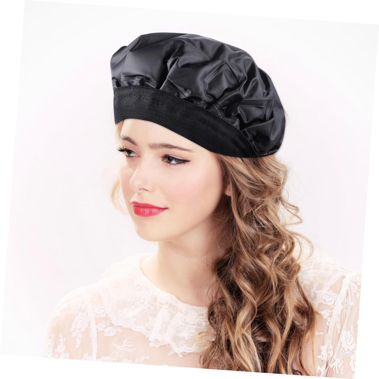 Didiseaon Gorro Calefactor Inalámbrico Cabello Negro Gel y Tela, Distribución Uniforme del Color, Adecuado para Uso en Casa y Salones Profesionales