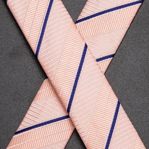 Image of Hi-Tie Men's Suspenders and Tie Set Silk Adjustable Elastic Y Braces with Strong 6 Clips Pocket Square Set