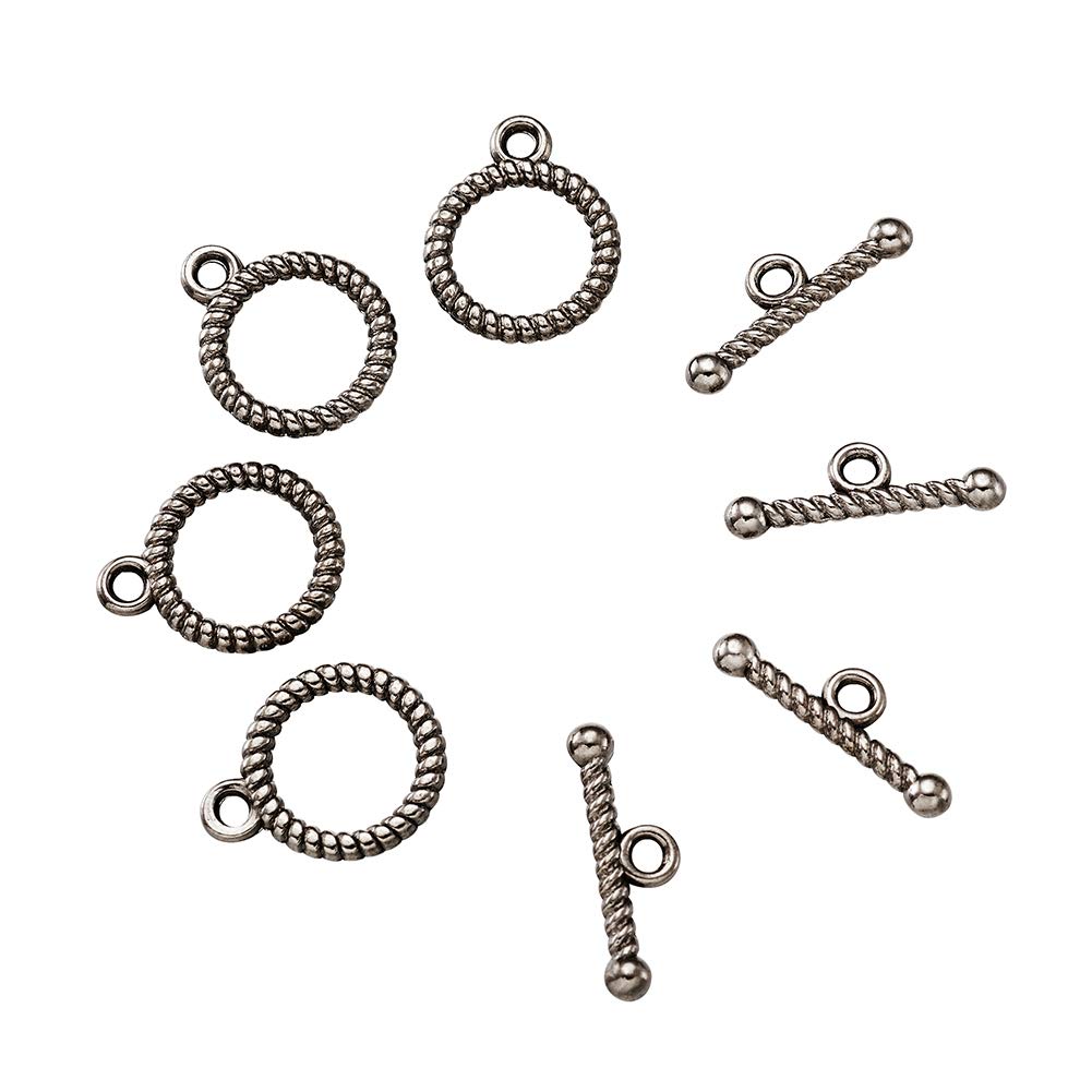 Craftdady 20 Sets Round Toggle Clasps Gunmetal Hook Ring Toggle Clasps for Craft Bracelet Jewelry Making — image 1