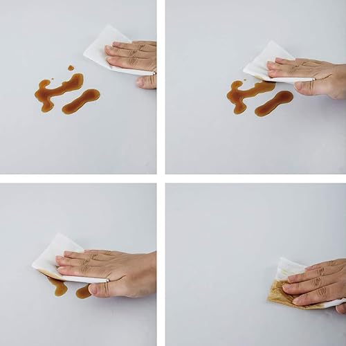 Miniatura 5 de LIBERECOO Mantel redondo de vinilo ajustable impermeable con bordes elásticos, color blanco puro, manteles de plástico para interiores y exteriores,