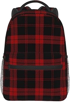 Amazon.co.jp: 黒と赤 チェック柄 格子縞 リュック メンズ リュック