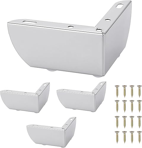 4 patas de metal moderno de 2.2 in para muebles de sofá con tornillos de montaje  Juego de patas de repuesto para muebles de gabinete, patas de pie