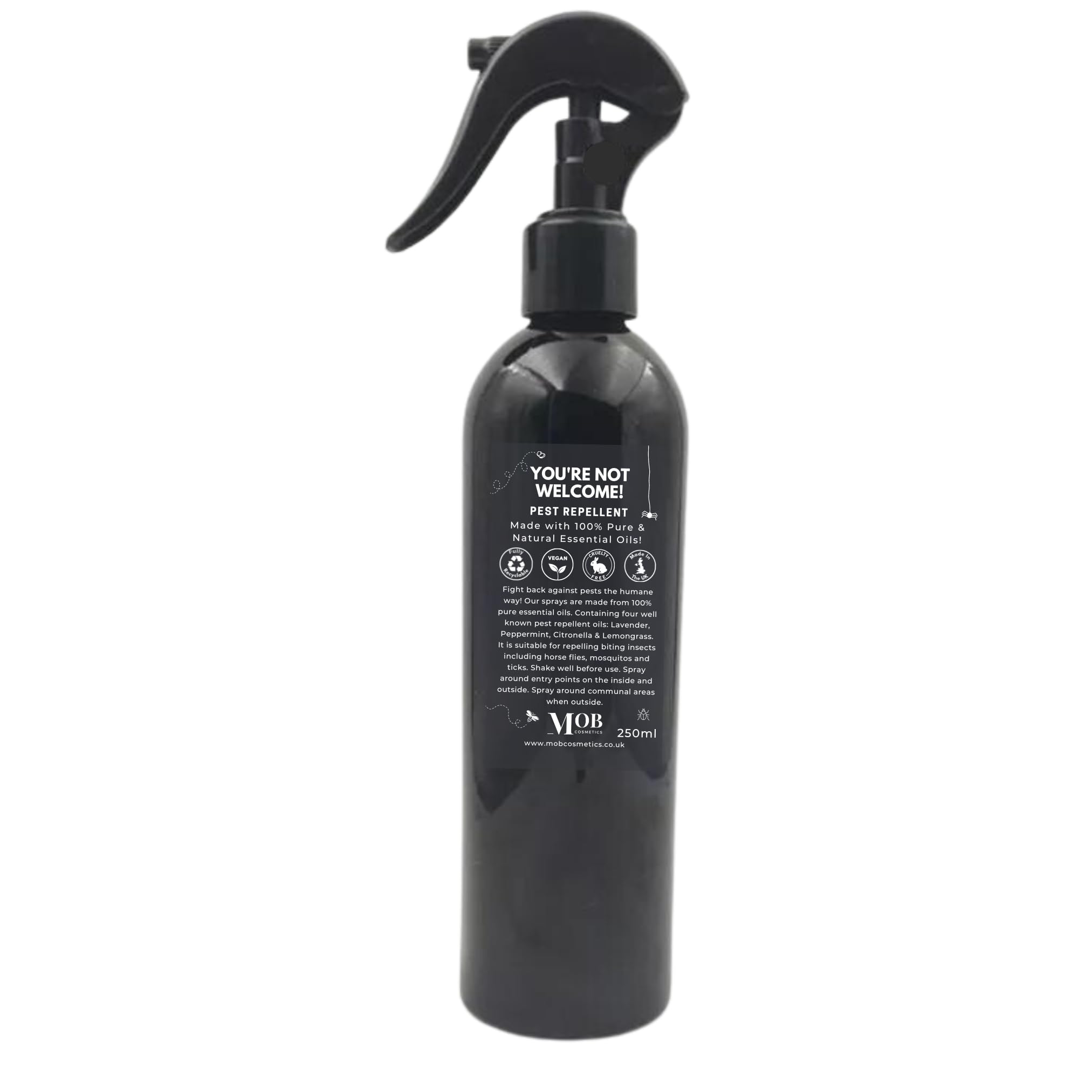 You're Not Welcome! Pest Repellent Spray. 100% Pure Essential Oil Blend for Mosquitos | Flies | Ticks | Spiders | Insects | Mice | Rats (250ml)