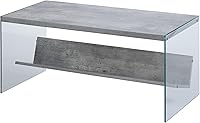 Convenience Concepts SoHo 40" Glass Coffee Table with Storage Shelf - Modern Faux Birch Living Room Table