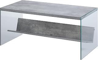Convenience Concepts SoHo 40" Glass Coffee Table with Storage Shelf - Modern Faux Birch Living Room Table