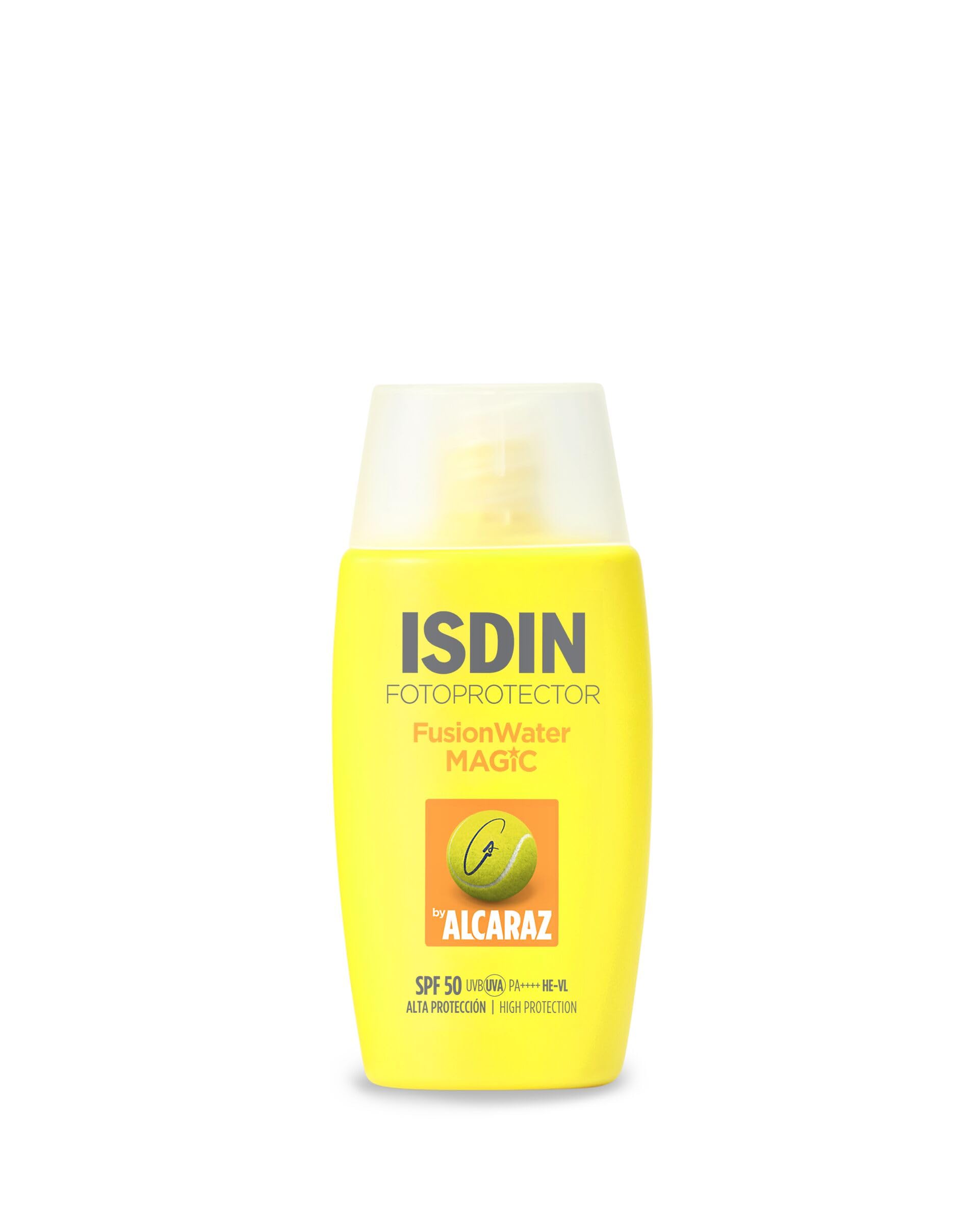 ISDIN Fotoprotección Fusion Water MAGIC by Alcaraz Protector Solar Facial de Textura Ultraligera y Fase Externa Acuosa con Efecto Refrescante, 50 ml