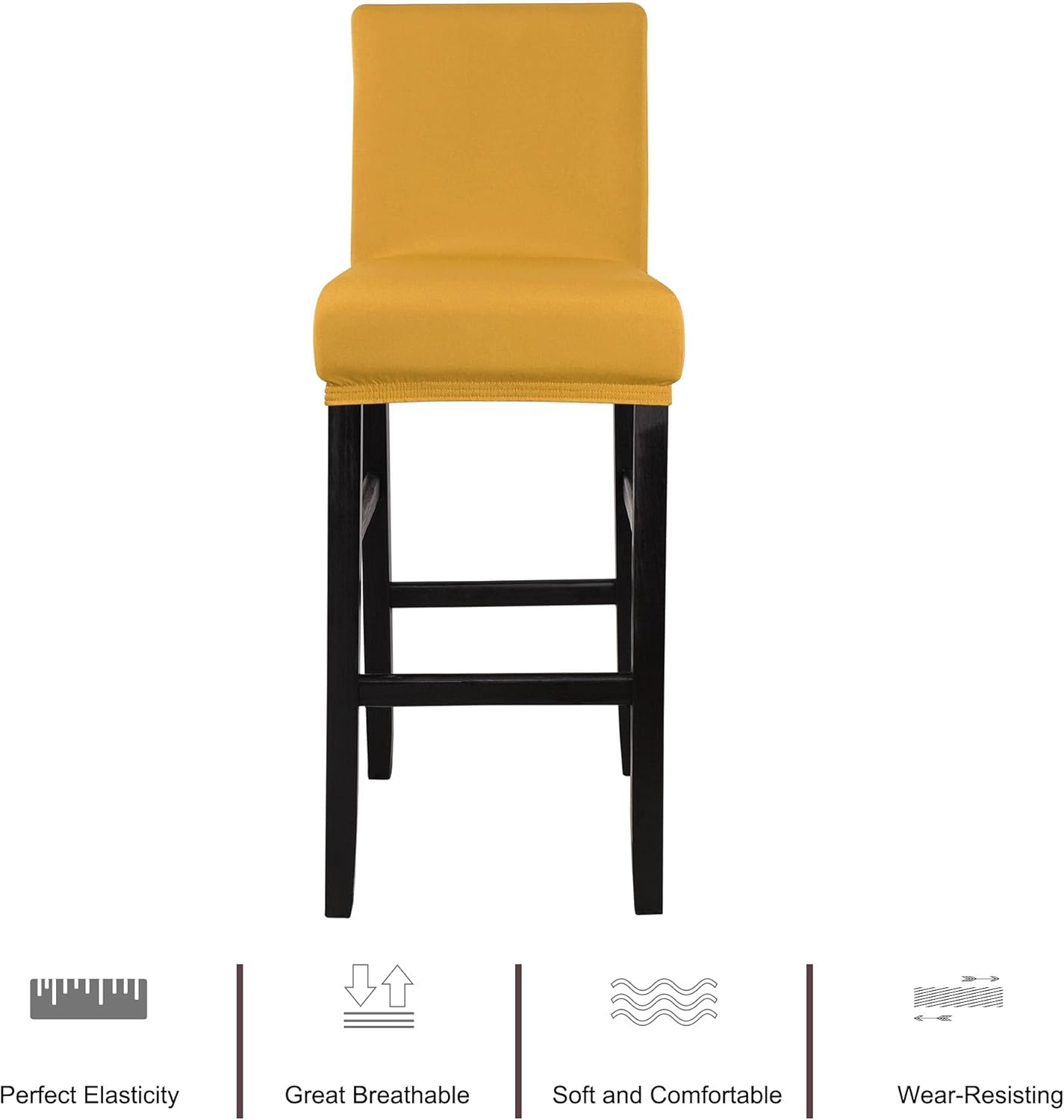 PiccoCasa Stretch Bar Stool Covers, Pub Counter Height Side Chair Covers with Elastic Band Gold 4pcs