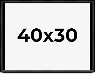 40x30 Shadow Box Charcoal Black Frame Display Case Solid Wood Picture Frame | 1" Inch Deep | with UV Acrylic Plexiglass, Backing & Hanging Hardware