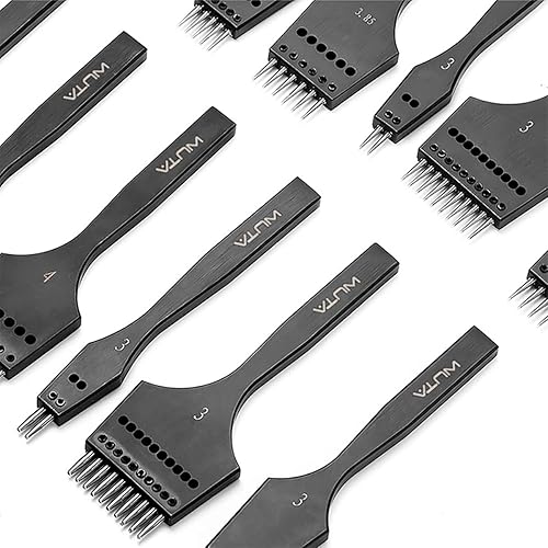 Miniatura 8 de WUTA Perforadora de cuero circular extraíble para cordones, costura profesional, kit de herramientas manuales de trabajo redondo, perforador de