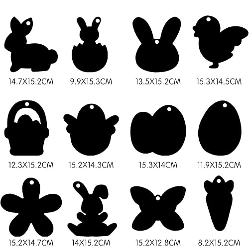 Miniatura 7 de JOYIN Juego de 72 piezas de papel para rascar de Pascua (12 diseños), kit de manualidades de Pascua para niños con palo de madera y cinta, adornos