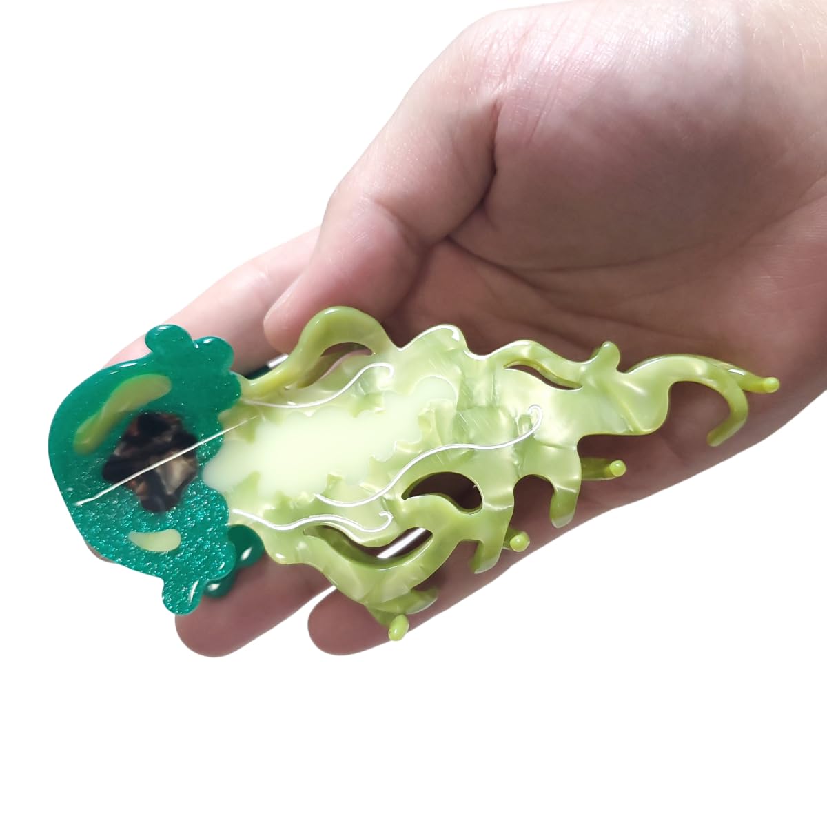Novelty Ocean Jellyfish Hair Clips,Cellulose Acetate Hair Clips,Big Claw Clips for Girl,Hair Accessories,: Green