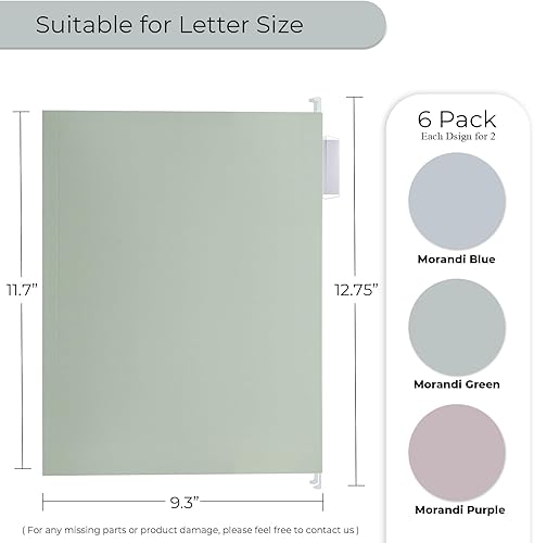 Miniatura 5 de Y YOMA Paquete de 6 carpetas colgantes de capacidad extra, tamaño carta, carpeta decorativa reforzada, carpeta expandible de colores bonitos para