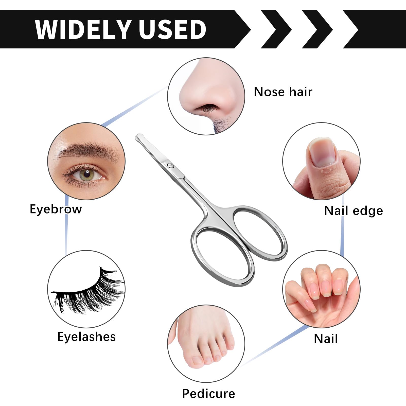 Jetstream Ciseaux Ongles, Ciseaux ongles Bout Rond, Conception à Bords Ronds, Extrêmement Tranchant, Petits ciseaux Adaptés Aux Ongles des Doigts et des Orteils, Argenté