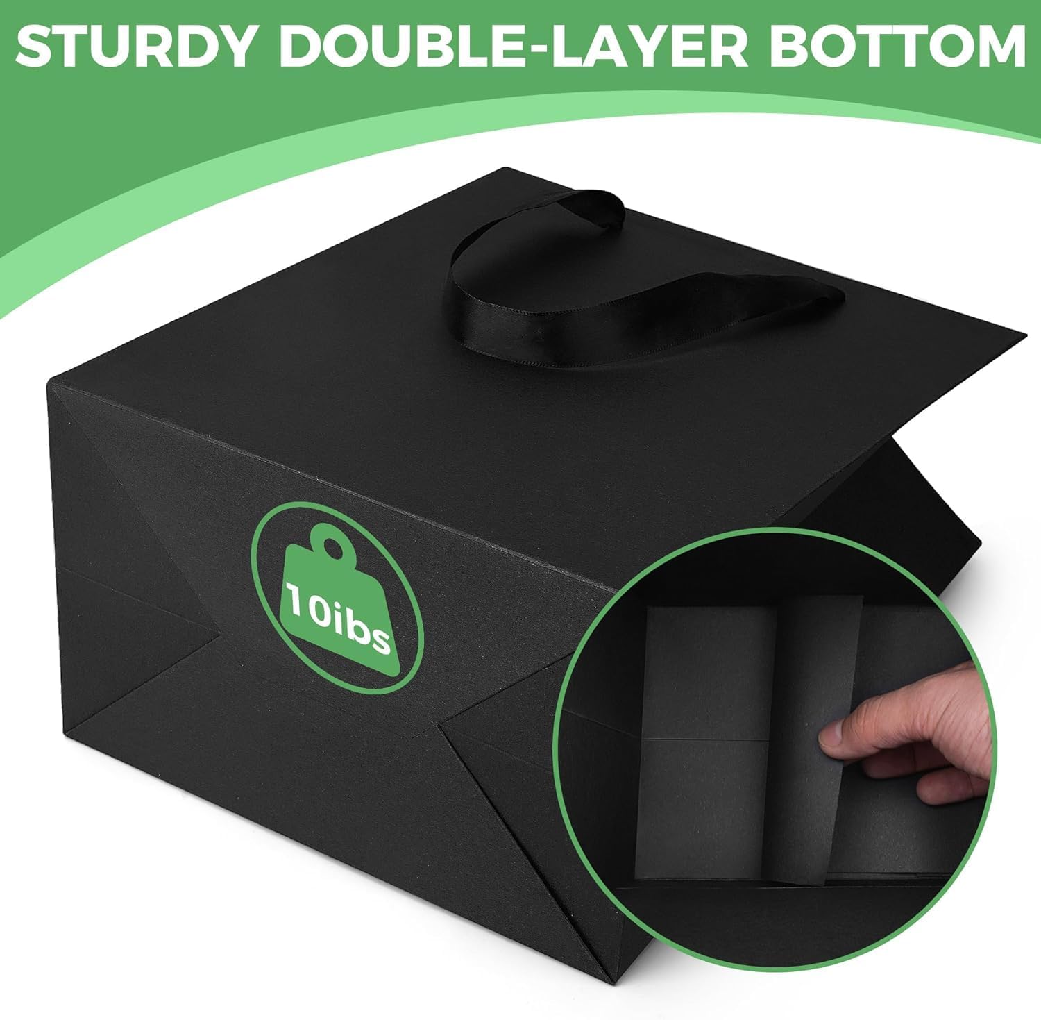 PrimeSign Black Gift Bags With Handles: 8x5x10 Inch 12 Pack Black Paper Gags Medium Bulk For Party Shopping Birthday Wedding Graduation Fathers Day - Image 5