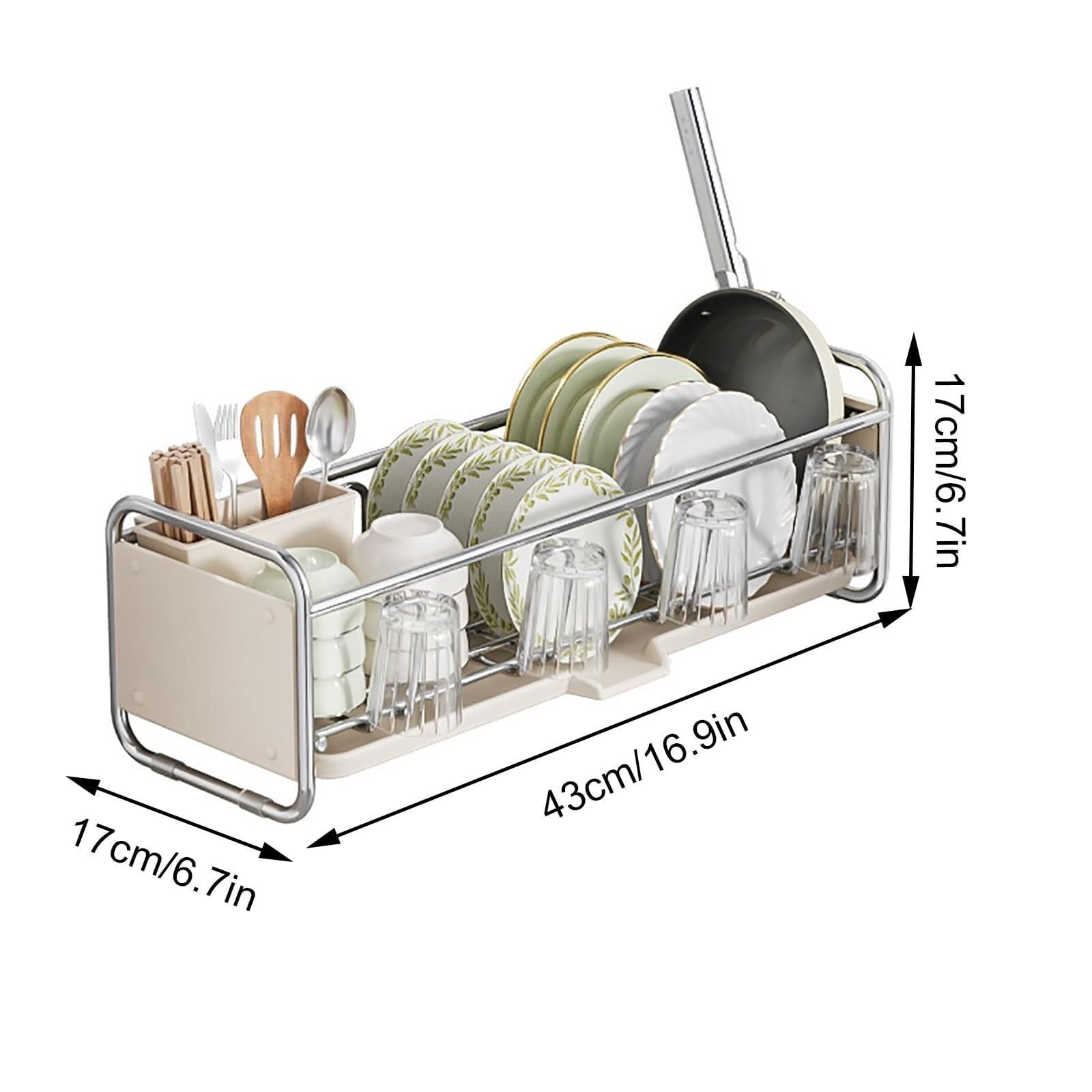 Égouttoir à Vaisselle, égouttoirs à Vaisselle for Cuisine avec Porte-Couverts, égouttoir, Gain de Place en Acier Inoxydable, for Vaisselle, Bols(Grey)