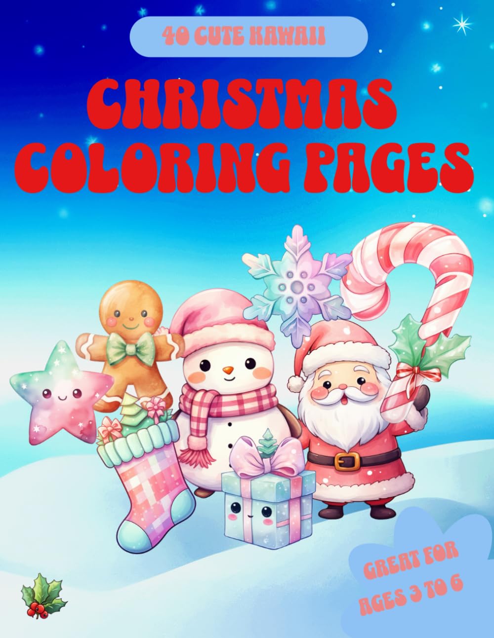 Kawaii Christmas Coloring Book: 40 Cute Christmas Characters - Bold And Easy -To Color In Kawaii Style