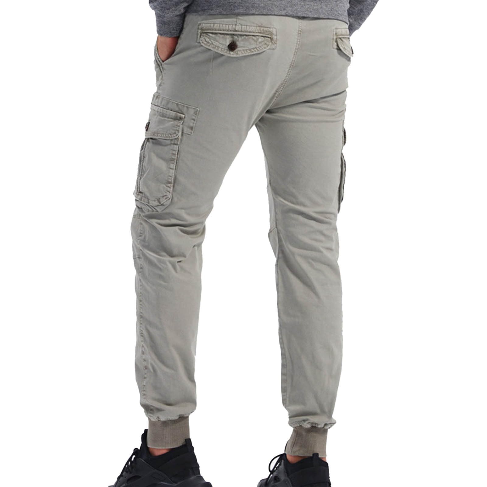 Męskie spodnie cargo ze stretchu, slim fit bawełniane spodnie robocze z wieloma kieszeniami, lekkie, trwałe spodnie robocze na zewnątrz, wędrówki lub na co dzień