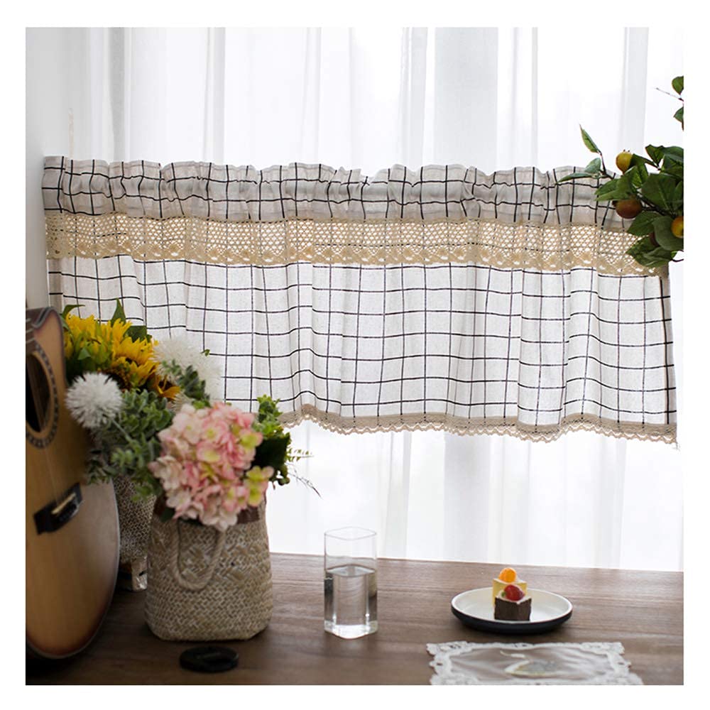 Rideau de cuisine court en coton 140x70 cm style campagnard brise-bise vitre