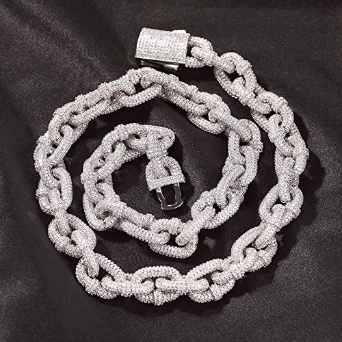 ICEDIAMOND 14mm Iced Out Carabiner Clip Design Rings Heavy Luxury Cuban Chain Necklace, Gold Plated Solid Brass, Prong-set Fully Bright CZ Diamonds, Hip Hop Charm Jewelry for Men2