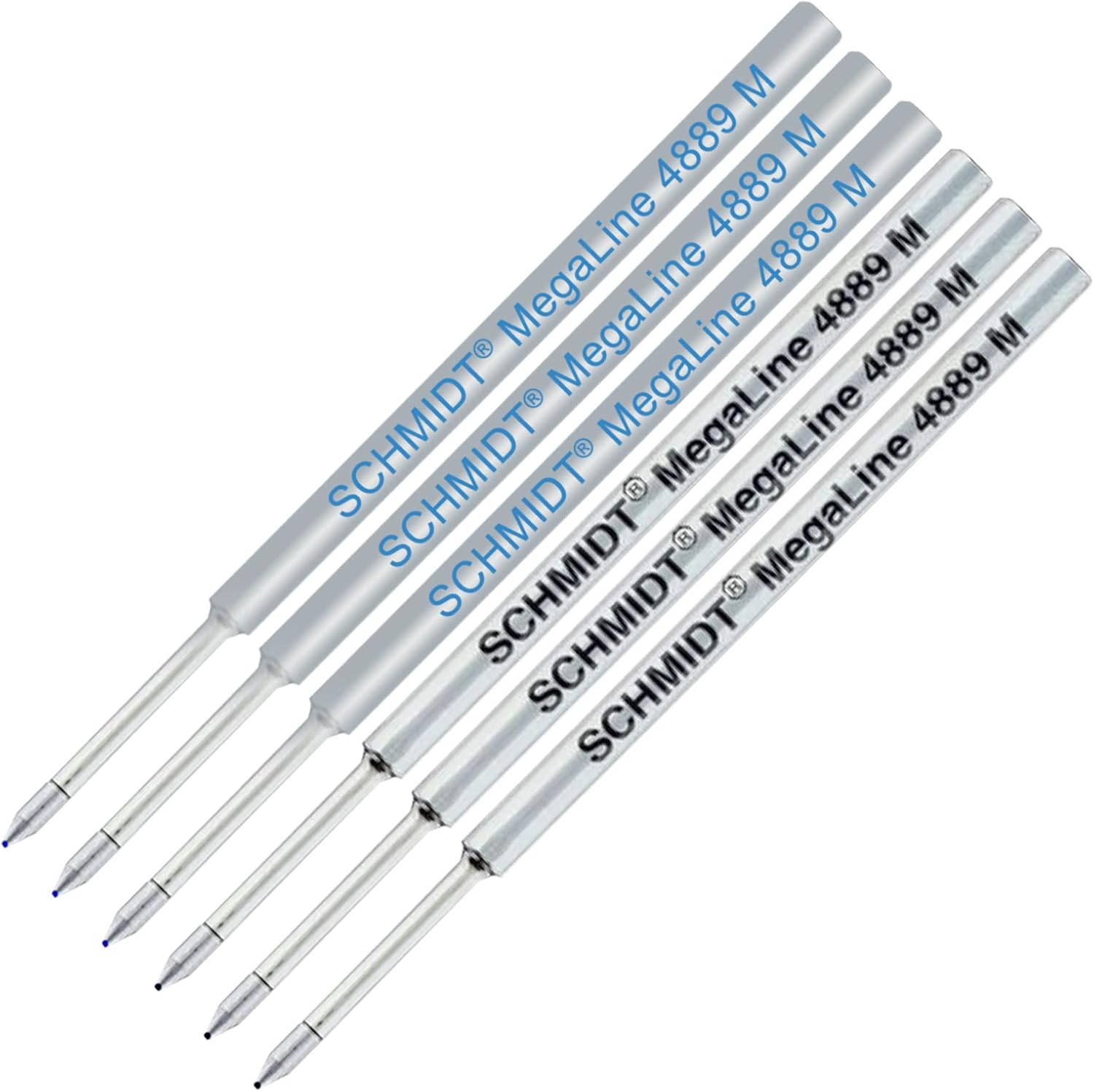 Pack of 6 Schmidt 4889 MegaLine Pressurized Ball Point Refill Blue