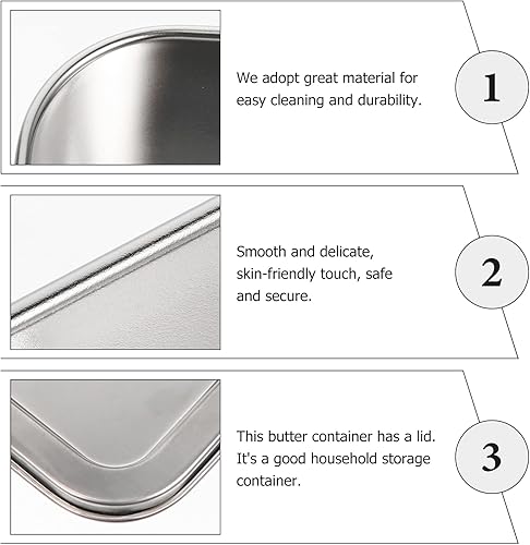 Miniatura 4 de Cabilock Mantequillera ancha con tapa para mantequilla con suministro de cocina de acero inoxidable 304 para el hogar