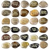 Sasylvia 30 Pcs Inspirational Stones Different Words Encouragement Engraved Rocks Bulk Garden Stepping Stones Outdoor Scripture Gift for Coworkers Friends Family As Gifts 1'-2' Each