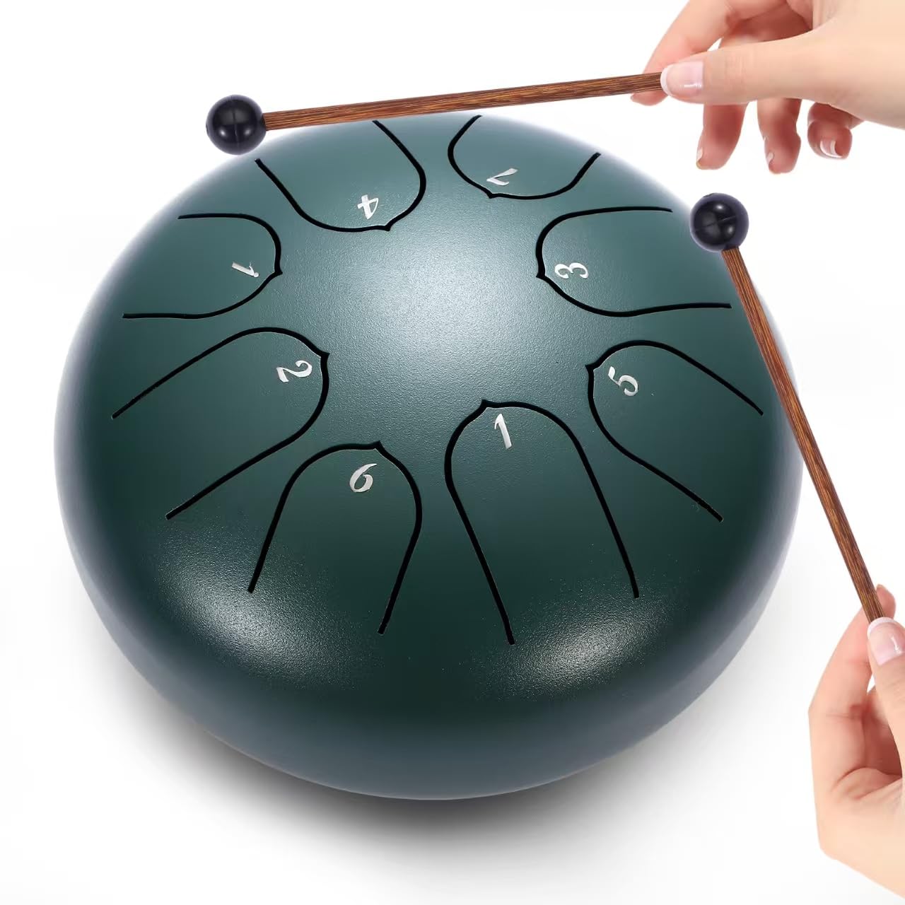 Bęben językowy 15 cm, 8 tonów, stalowy bęben językowy, ręczny uchwyt do medytacji i relaksu, jogi, aktywności rodzinnych, instrument na bęben ogrodowy (zielony)