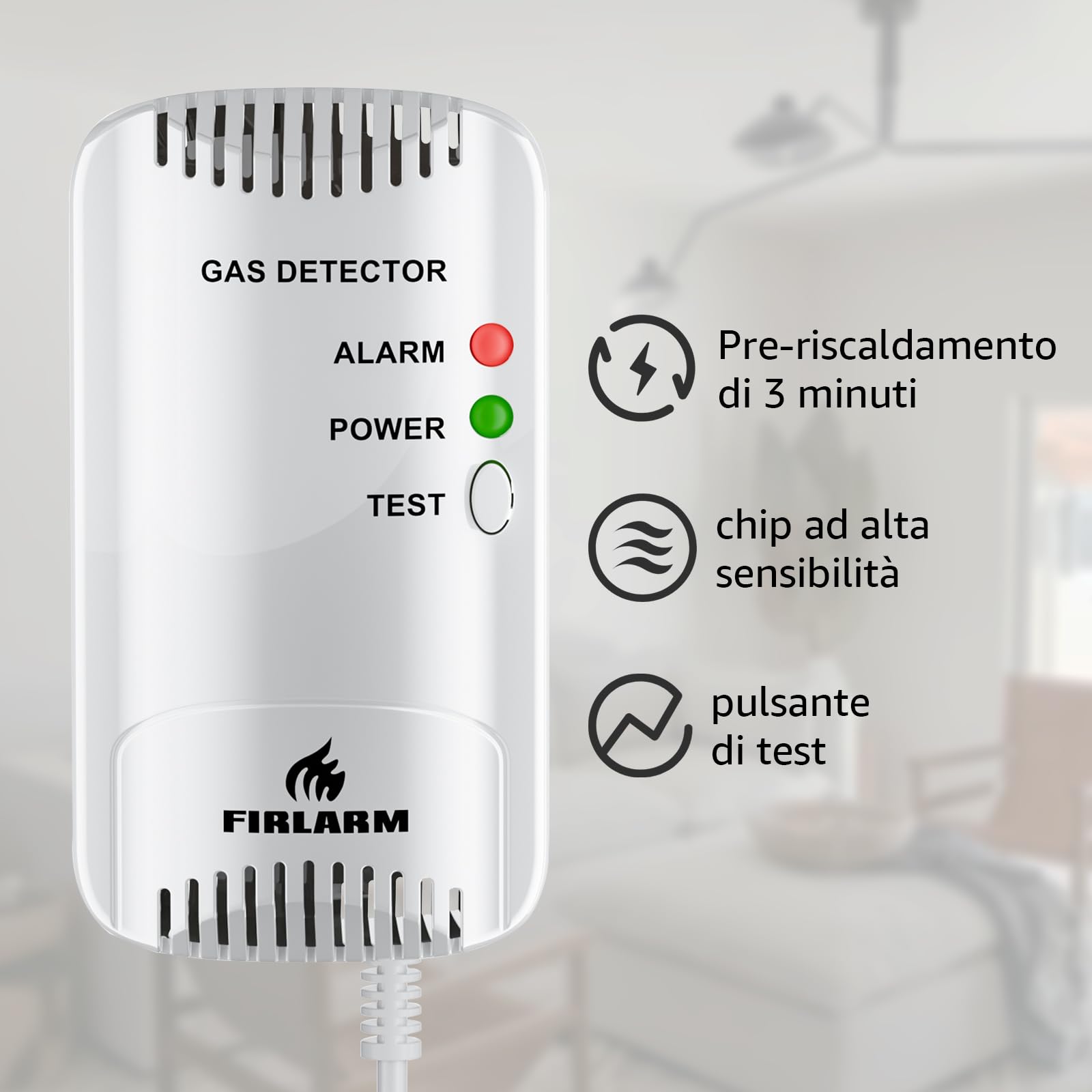 Firlarm - Rilevatore di gas, rilevatore di gas GPL/gas naturale/carbone, allarme per gas metano e propano butano