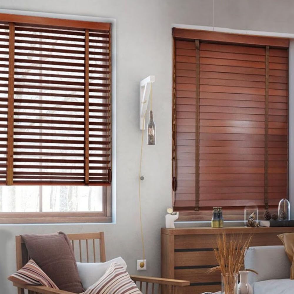 Tenda Veneziana In Legno Oscuranti Tende Orizzontali Lamelle Da 50mm Veneziana Finestra Privacy Per Finestre Persiane Interni Esterni W 45 60 75 80 90 100 115 120 140 CM(40 x 120 m)