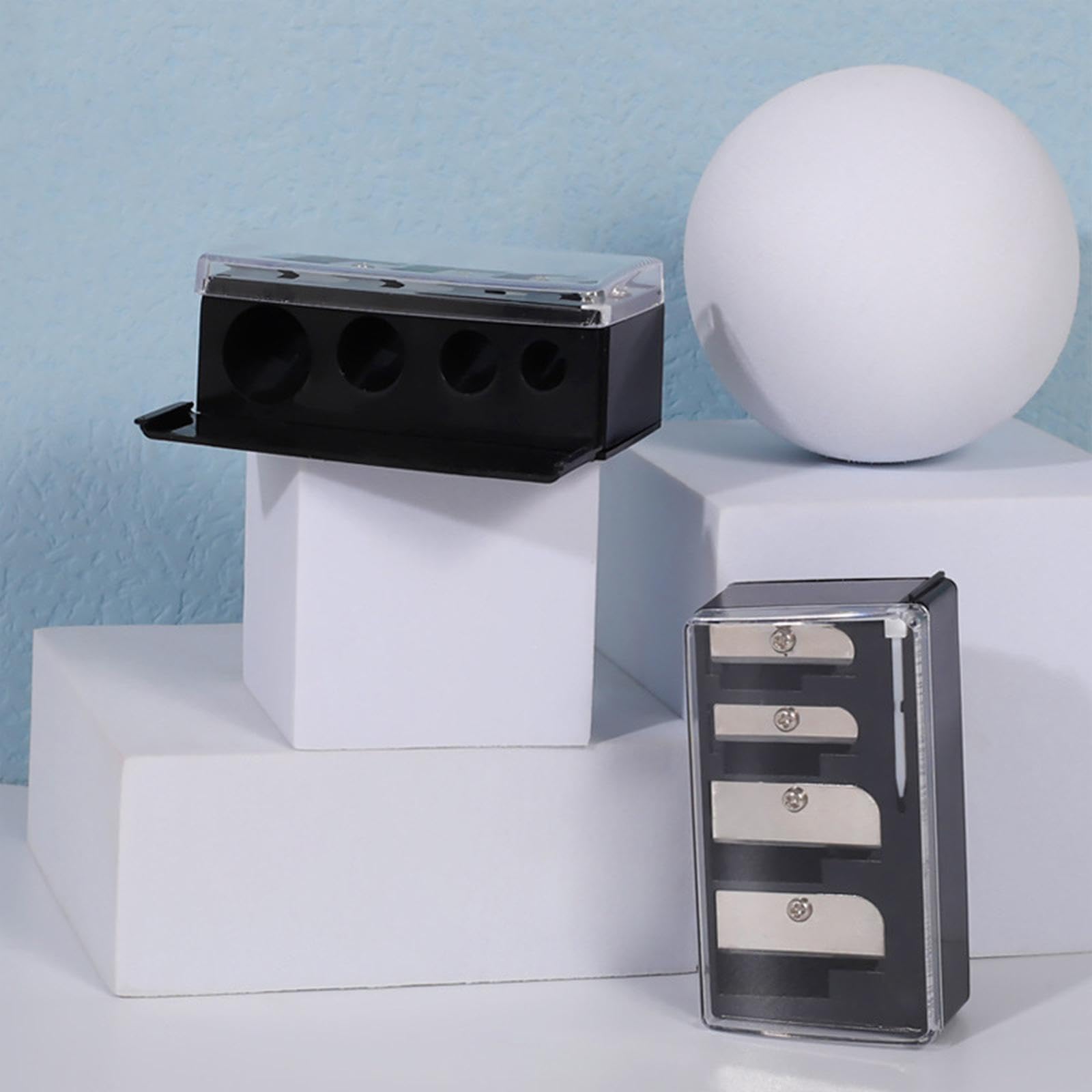 Sacapuntas Portátil 6X para Aplicaciones de Maquillaje, de Mano con Múltiples Orificios.