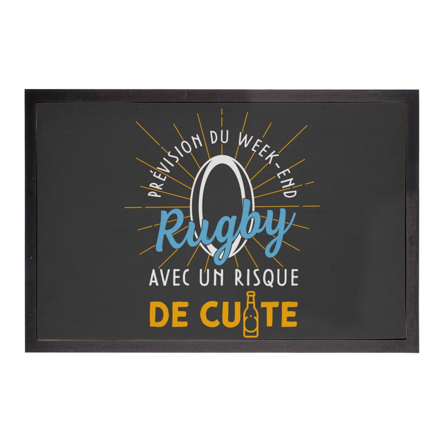 Paillasson rugby noir 75x50cm cadeau original pour supporter