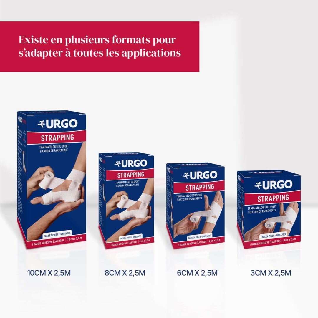Urgo - Taśma klejąca – elastyczna taśma klejąca – Zawiera/mocowanie opatrunków – 1 pasek 2,5 m x 6 cm