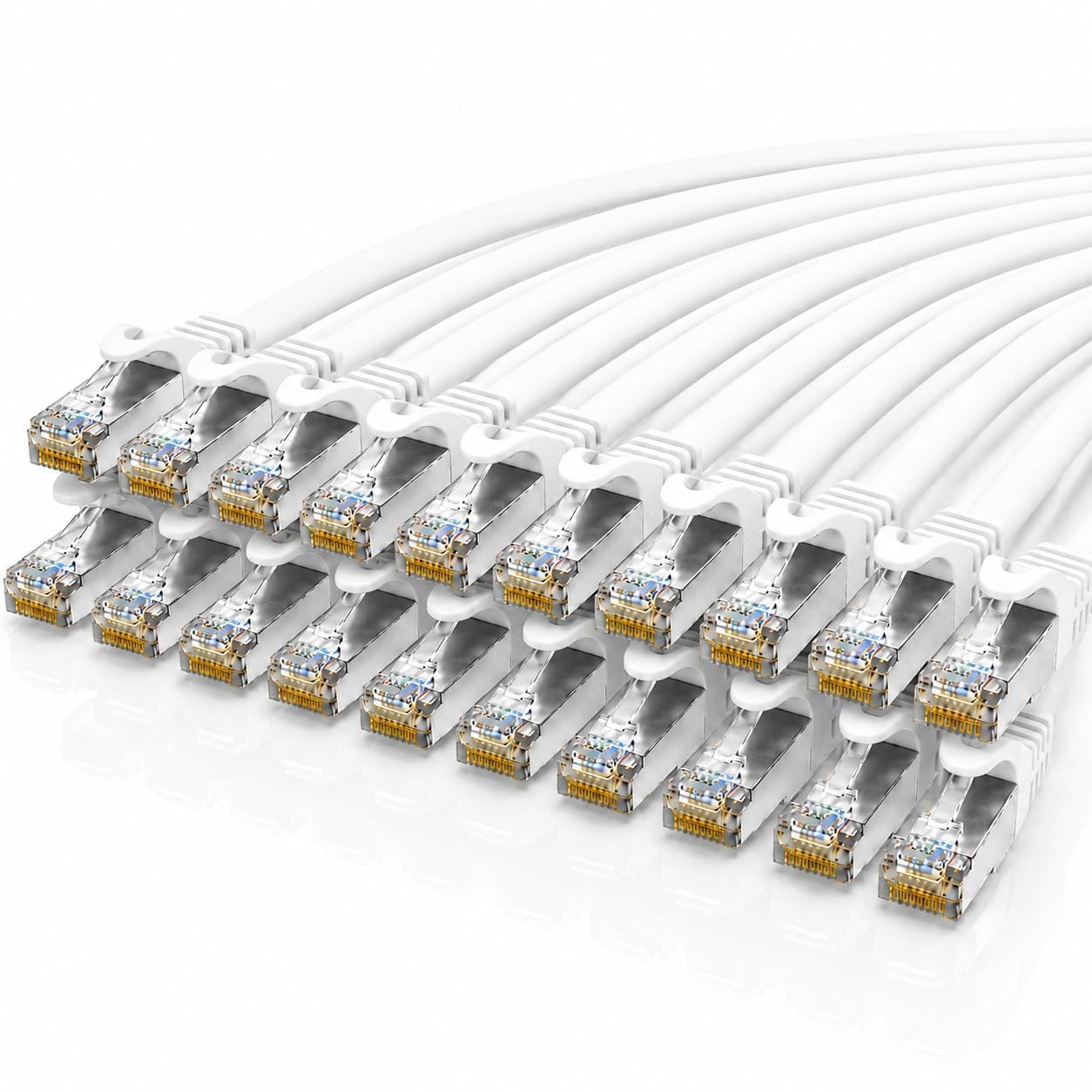 1aTTack.de Cat7 S/FTP PIMF LSZH 2 m, bianco, confezione da 20 | Cavo di rete Ethernet LAN, RJ45, 10 Gbps, senza alogeni, per camera server, switch, router, confezione da 20